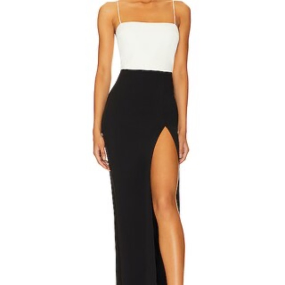 Amanda Uprichard x REVOLVE Avani Gown in Black & Ivory - Picture 2 of 10
